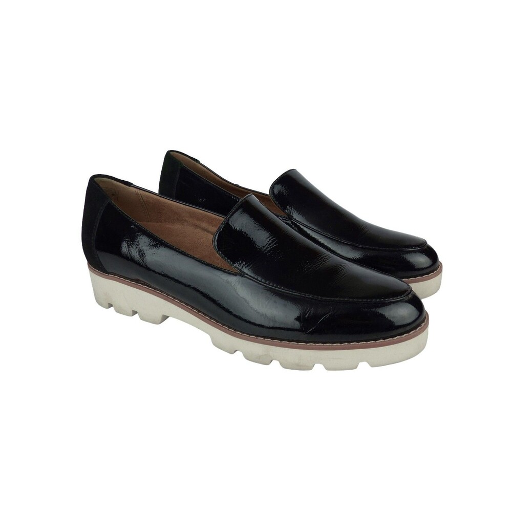 Vionic Kensley Loafers Women 8 Black Patent Leather Lug Sole Comfort Shoes - Picture 4 of 14